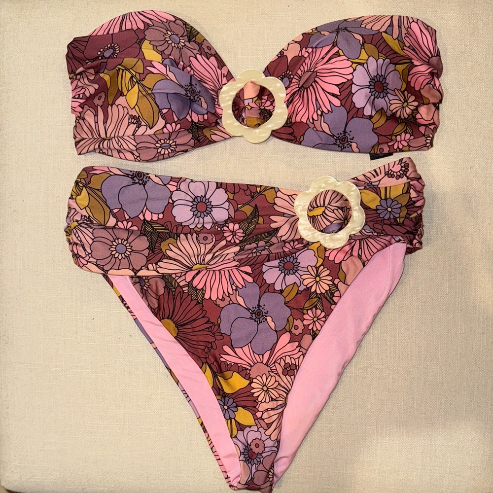 Beach Riot Floral Pink and Purple Bikini